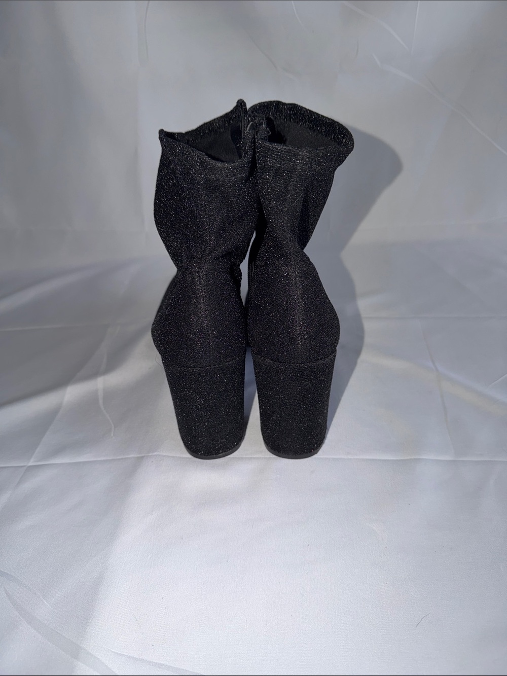 Mari A. Itsie Black Shimmer Glitter Platform Chunky Block Heel Booties 10 LN - Picture 3 of 5